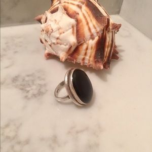 Large onyx and silver statement ring